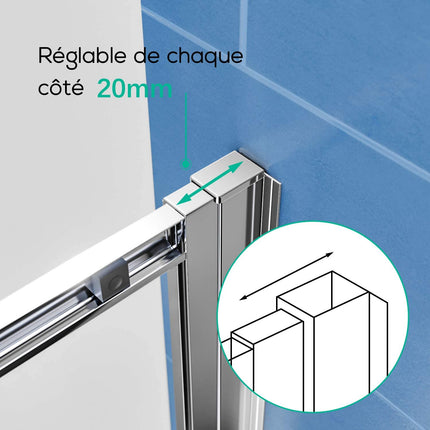 SIRHONA Cabine de douche entrée d'angle de à double porte coulissante 6 mm verre - SIRHONA