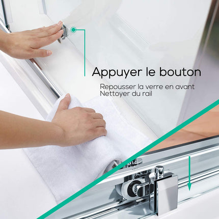 SIRHONA Cabine de douche Porte de douche coulissante Porte douche extensible Paroi en niche verre trempé profilés aspect chromé - SIRHONA