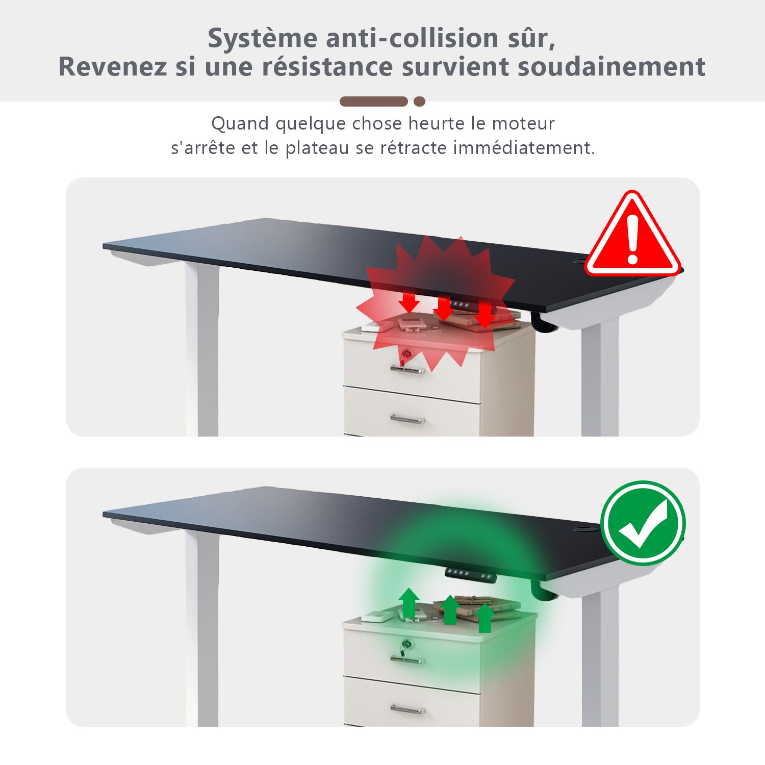 Bureau assis-debout Bureau réglable Ascenseur électrique Ergonomie 1050x670x700 mm - SIRHONA