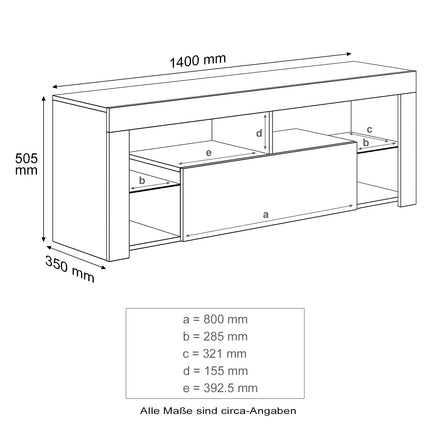 SIRHONA Meuble TV LED Noir, Banc TV 140x35x51cm, Éclairage LED RGB avec Couleur réglable, Capacité de Charge 30 kg, Convient pour Salon ou Chambre - SIRHONA