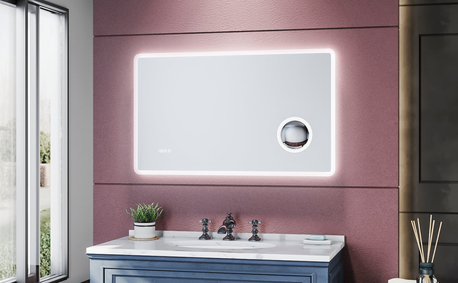 Miroir de douche miroir acrylique adhésif mural miroir de rasage pour salle  de bain 