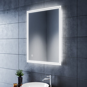SIRHONA Miroir LED avec éclairage LED Miroir Salle de Bain Miroir Muraux Cosmétiques Mural Lumière Illumination - SIRHONA
