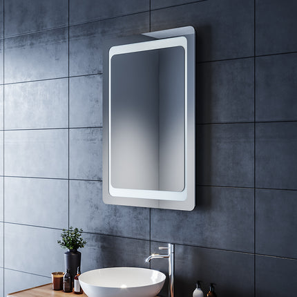 SIRHONA Miroir LED Salle de Bains avec éclairage LED Miroir Muraux AVCE Anti-buée Fonction Cosmétiques Mural Lumière Illumination - SIRHONA