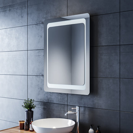 SIRHONA Miroir LED Salle de Bains avec éclairage LED Miroir Muraux AVCE Anti-buée Fonction Cosmétiques Mural Lumière Illumination - SIRHONA