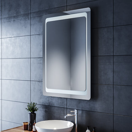 SIRHONA Miroir LED Salle de Bains avec éclairage LED Miroir Muraux AVCE Anti-buée Fonction Cosmétiques Mural Lumière Illumination - SIRHONA