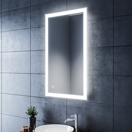 SIRHONA Miroir LED Salle de Bains avec éclairage LED Miroir Muraux AVCE Anti-buée Fonction Cosmétiques Mural Lumière Illumination - SIRHONA