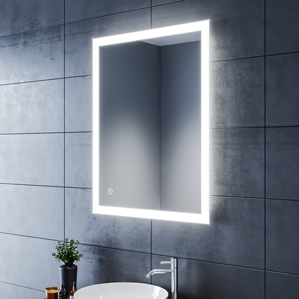 SIRHONA Miroir LED Salle de Bains avec éclairage LED Miroir Muraux AVCE Anti-buée Fonction Cosmétiques Mural Lumière Illumination - SIRHONA