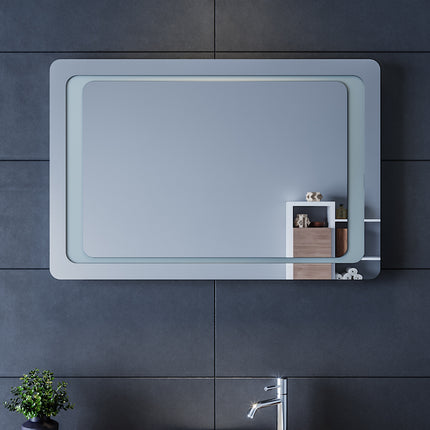 SIRHONA Miroir LED Salle de Bains avec éclairage LED Miroir Muraux AVCE Anti-buée Fonction Cosmétiques Mural Lumière Illumination - SIRHONA