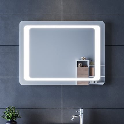 SIRHONA Miroir LED Salle de Bains avec éclairage LED Miroir Muraux AVCE Anti-buée Fonction Cosmétiques Mural Lumière Illumination - SIRHONA