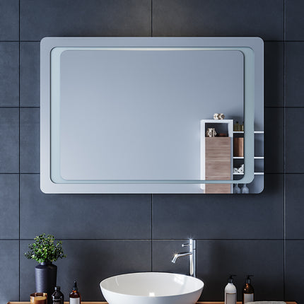 SIRHONA Miroir LED Salle de Bains avec éclairage LED Miroir Muraux AVCE Anti-buée Fonction Cosmétiques Mural Lumière Illumination - SIRHONA