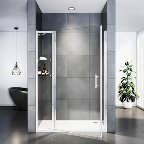 SIRHONA Paroi de douche pivotante, Porte de douche semi-sans cadre en chrome extensible, Cabine de douche avec étagère verre - SIRHONA
