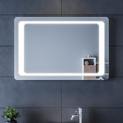 SIRHONA Miroir LED Salle de Bains avec éclairage LED Miroir Muraux AVCE Anti-buée Fonction Cosmétiques Mural Lumière Illumination - SIRHONA