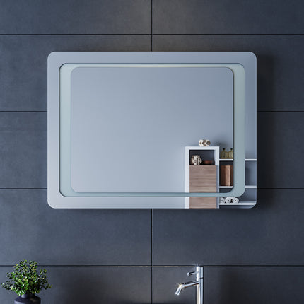 SIRHONA Miroir LED Salle de Bains avec éclairage LED Miroir Muraux AVCE Anti-buée Fonction Cosmétiques Mural Lumière Illumination - SIRHONA