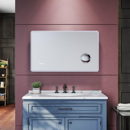 Miroir de salle de bains 1000 x 600 x 40mm - Miroirs cosmétiques muraux - Miroir avec led illumination - Miroir grossissant 3X - Blanc froid - Avec prise rasoir - Anti-poussière et antibuée, SIRHONA - SIRHONA