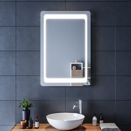SIRHONA Miroir LED Salle de Bains avec éclairage LED Miroir Muraux AVCE Anti-buée Fonction Cosmétiques Mural Lumière Illumination - SIRHONA