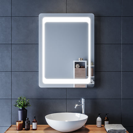 SIRHONA Miroir LED Salle de Bains avec éclairage LED Miroir Muraux AVCE Anti-buée Fonction Cosmétiques Mural Lumière Illumination - SIRHONA