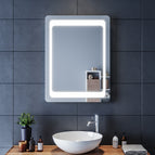 Miroir LED Salle De Bains 60x80 Cm - Éclairage Anti-Buée, 3 Températures De Couleur, Installation Verticale Ou Horizontale