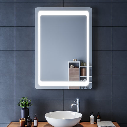 SIRHONA Miroir LED Salle de Bains avec éclairage LED Miroir Muraux AVCE Anti-buée Fonction Cosmétiques Mural Lumière Illumination - SIRHONA