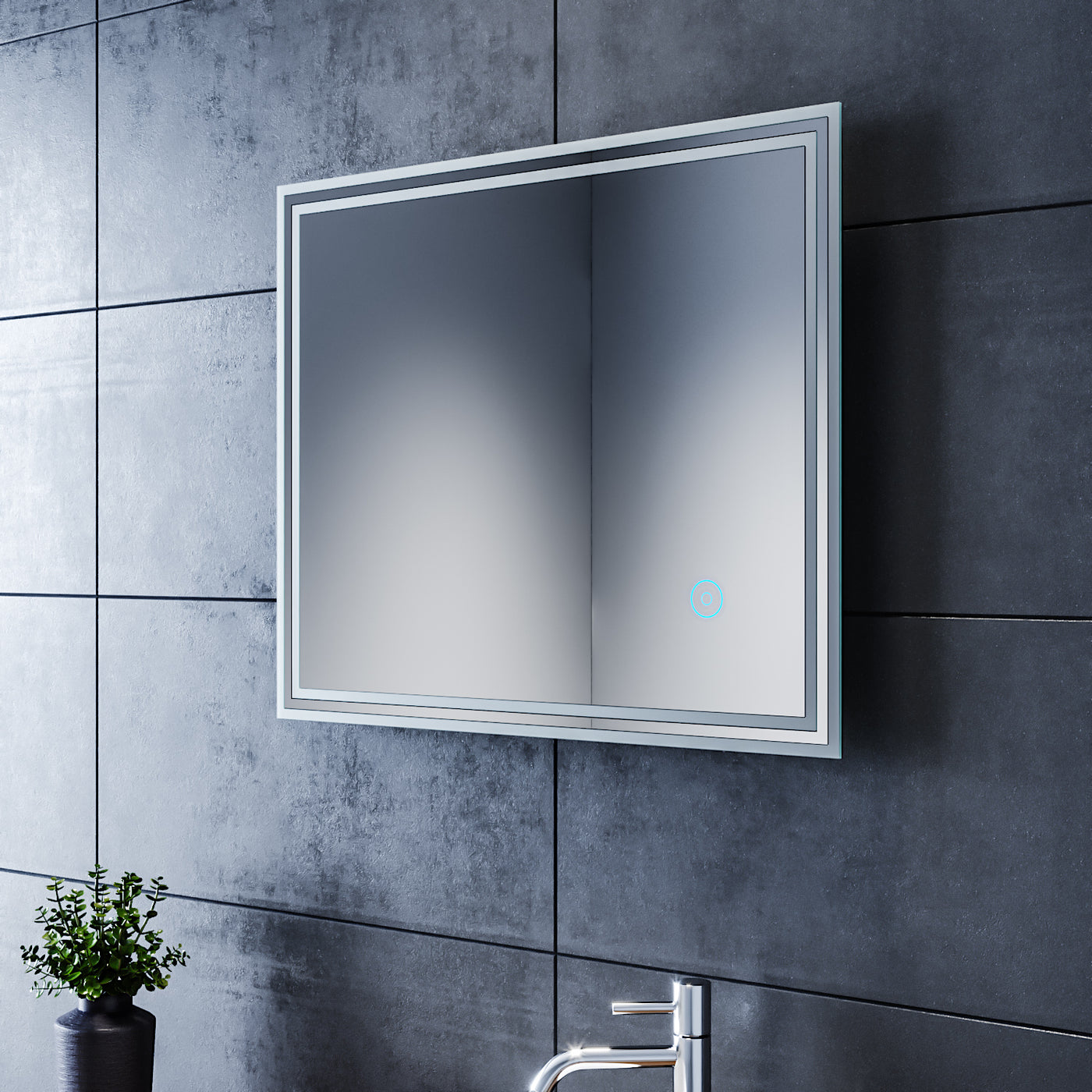 SIRHONA Miroir LED 60x80cm Salle De Bain - Miroir Lumineux Anti-Buée Avec Bluetooth, Éclairage Tactile Et Commande Effleurement