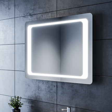 SIRHONA Miroir LED Salle de Bains avec éclairage LED Miroir Muraux AVCE Anti-buée Fonction Cosmétiques Mural Lumière Illumination - SIRHONA
