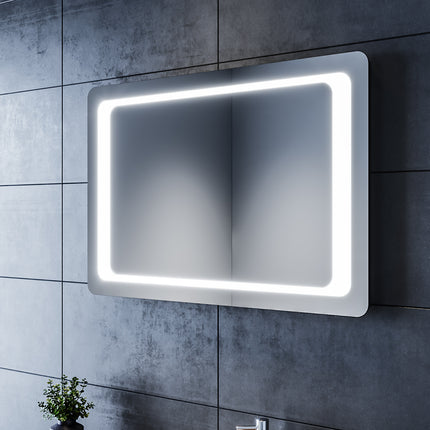 SIRHONA Miroir LED Salle de Bains avec éclairage LED Miroir Muraux AVCE Anti-buée Fonction Cosmétiques Mural Lumière Illumination - SIRHONA