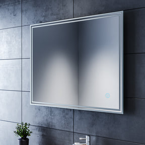 SIRHONA Miroir led Miroir de salle de bains avec éclairage LED Miroir Cosmétiques Mural Lumière Illumination avec Commande par Effleurement 90x70 CM - SIRHONA