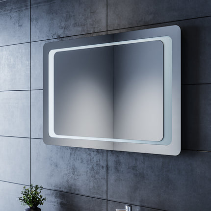 SIRHONA Miroir LED Salle de Bains avec éclairage LED Miroir Muraux AVCE Anti-buée Fonction Cosmétiques Mural Lumière Illumination - SIRHONA