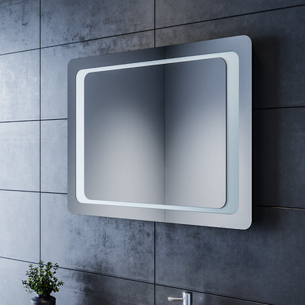 SIRHONA Miroir LED Salle de Bains avec éclairage LED Miroir Muraux AVCE Anti-buée Fonction Cosmétiques Mural Lumière Illumination - SIRHONA