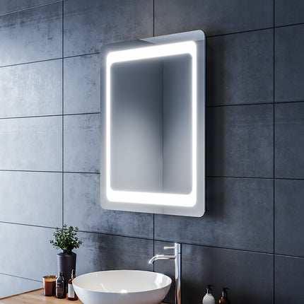SIRHONA Miroir LED Salle de Bains avec éclairage LED Miroir Muraux AVCE Anti-buée Fonction Cosmétiques Mural Lumière Illumination - SIRHONA