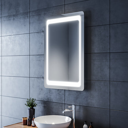 SIRHONA Miroir LED Salle de Bains avec éclairage LED Miroir Muraux AVCE Anti-buée Fonction Cosmétiques Mural Lumière Illumination - SIRHONA