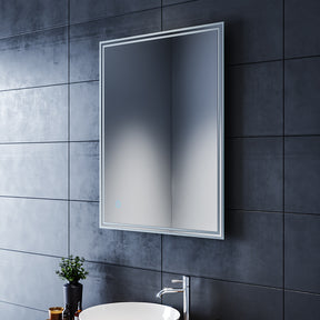 SIRHONA Miroir led Miroir de salle de bains avec éclairage LED Miroir Cosmétiques Mural Lumière Illumination avec Commande par Effleurement 90x70 CM - SIRHONA