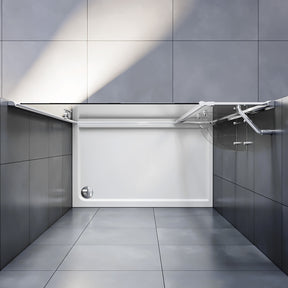 SIRHONA Paroi de douche pivotante, Porte de douche semi-sans cadre en chrome extensible, Cabine de douche avec étagère verre - SIRHONA